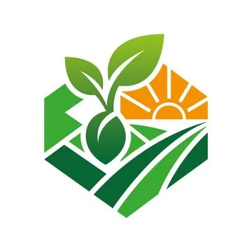 Organic Farm Leaf Logo Design with Agriculture Harvest Green Emblem Illustrazione stock
