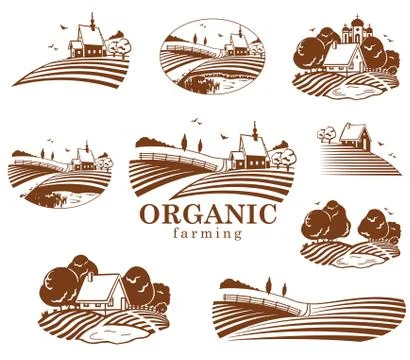 Organic farming design elements. Stock Illustration