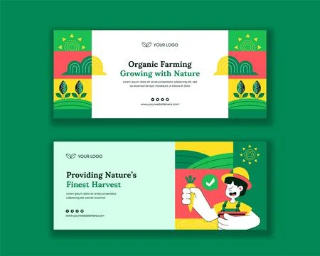 Organic Farming Process Cartoon Flat Design Horizontal Banner Illustration 스톡 일러스트