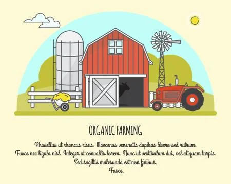 Organic farming vector illustration in linear style Stock Illustration