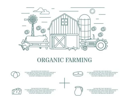 Organic farming vector illustration in linear style Stock Illustration