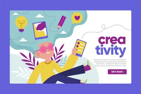 Organic flat creative solutions landing page template Stock Illustration