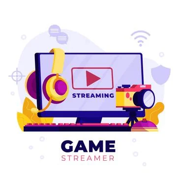 Organic flat game streamer elements collection Illustrazione stock