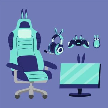 Organic flat game streamer elements collection Stock Illustration