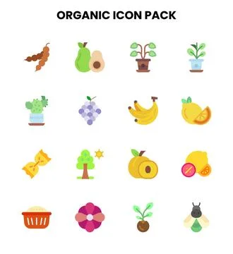 Organic Flat Scalable Icons Pack Stock Illustration