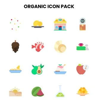 Organic Flat Scalable Icons Pack Stock Illustration