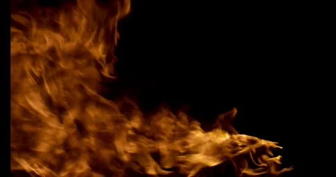 Organic Flickering Fire VFX Overlay Against Black Stock Footage 332722383