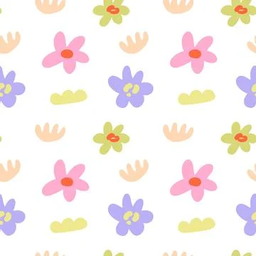 Organic flower seamless pattern daisy floral print Stock Illustration