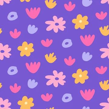 Organic flowers seamless pattern wild floral print Stock Illustration