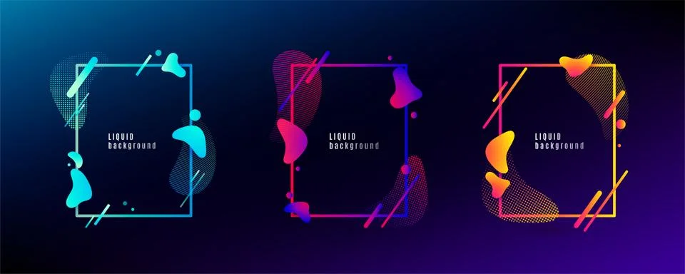Organic fluid shape frame set. Color abstract liquid design with other geometric Stock-Illustration