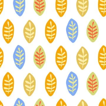Organic foliage seamless pattern. Cute fall leaves Illustrazione stock