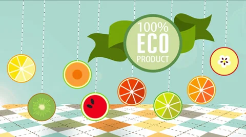 Organic food labels and elements animated Stock Footage 34786381