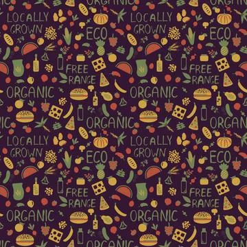 Organic food pattern Stock Illustration