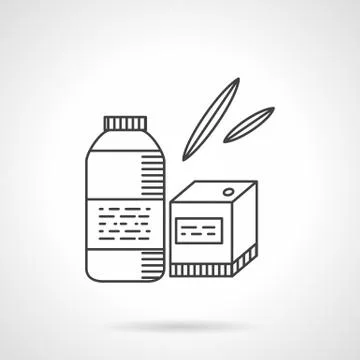 Organic food thin line vector icon. Bottle and box Stock Illustration