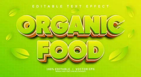 Organic food vector text effect with modern style design Illustrazione stock
