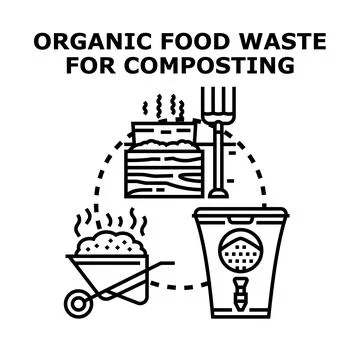 Organic food waste composting process transforming biodegradable materials Stock Illustration