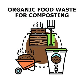 Organic food waste composting process transforming biodegradable materials Stock Illustration