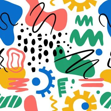 ORGANIC FORMS Abstract Shapes Hand Drawn Pattern Flat Style Stock Illustration