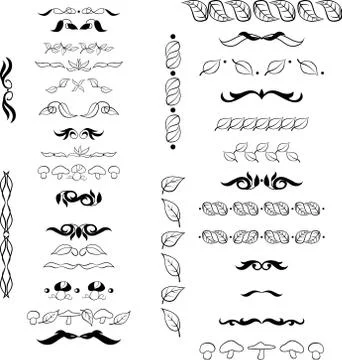 Organic frame and border set with Leaves and mushrooms Stock Illustration