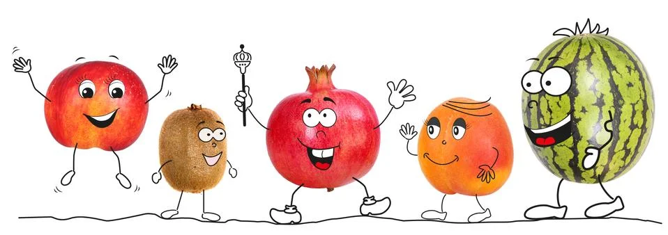 Organic fruit as a comic Stock-Illustration