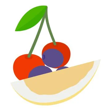 Organic fruit icon isometric vector. Fresh ripe juicy cherry plum and pomelo Illustrazione stock
