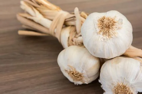 Organic garlic braid Stock Photos