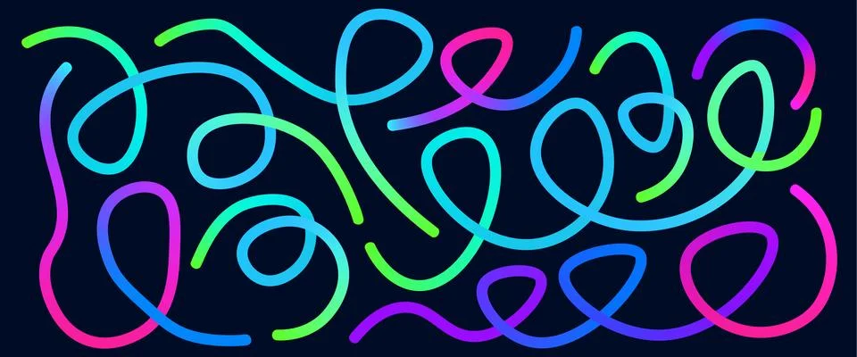 Organic gradient lines pattern set. Wavy abstract shapes collection. Decorative Stock Illustration