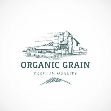 The Organic Grain Elevator Abstract Vector Sign, Symbol or Logo Template Stock Illustration