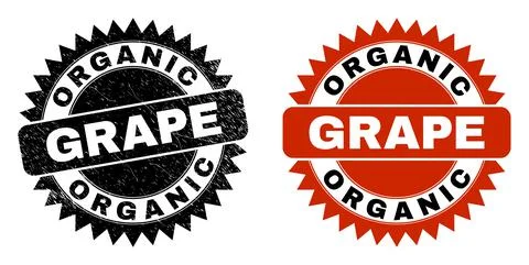 ORGANIC GRAPE Black Rosette Stamp with Scratched Texture Stock Illustration