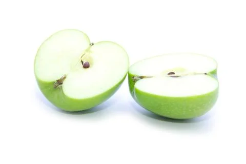Organic green apple half sliced Stock Photos
