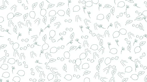 Organic green line art pattern loop with abstract shapes and leaves on whit.. Stock Footage 335942208