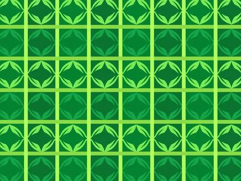 Organic Green Seamless Pattern with Interwoven Square Motifs Creating a Nat.. Stock Illustration