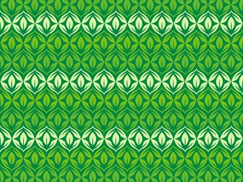 Organic Green Seamless Pattern with Interwoven Leaf Shapes Creating a Natur.. Stock Illustration