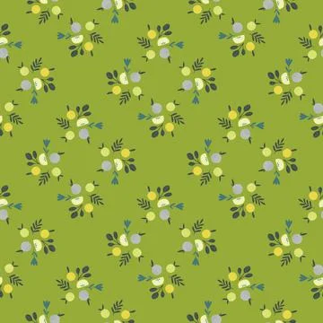 Organic harvest seamless pattern with botanic apple and leaves silhouettes. G 스톡 일러스트