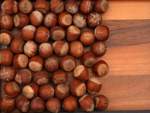 Organic Hazelnuts. For texture or background. Stock Photos