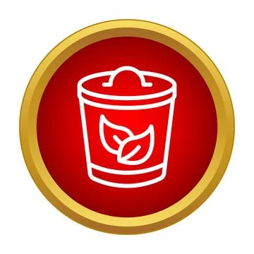 Organic herbal tea brewing icon in gold frame Stock Illustration