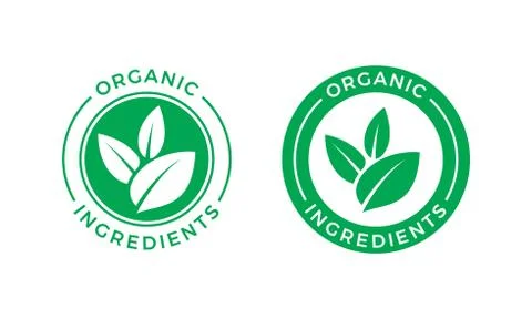 Organic ingredients green leaf vector label icon Stock-Illustration