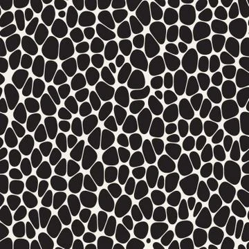 Organic Irregular Rounded Jumble Shapes. Vector Seamless Black and White Pattern Stock Illustration