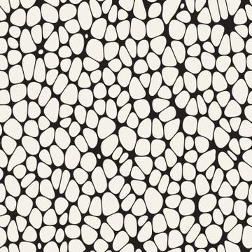 Organic Irregular Rounded Jumble Shapes. Vector Seamless Black and White Pa.. Illustrazione stock