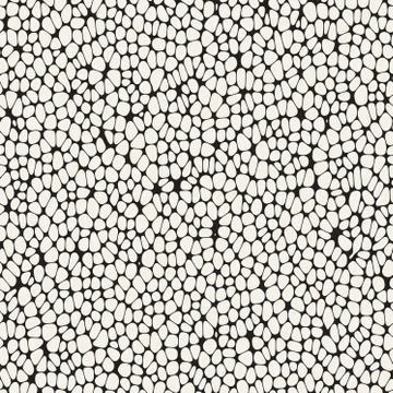 Organic Irregular Rounded Jumble Shapes. Vector Seamless Black and White Pattern イラスト素材