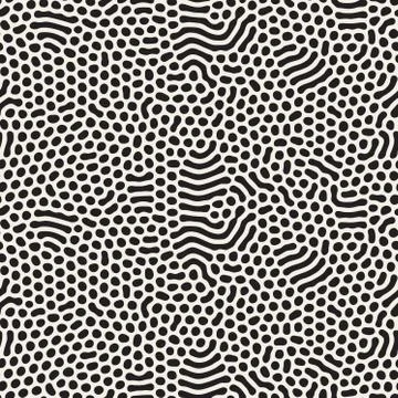 Organic Irregular Rounded Lines. Vector Seamless Black and White Pattern Stock Illustration