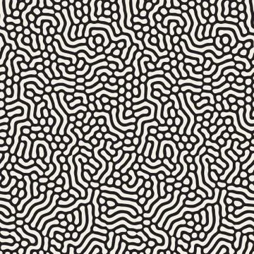 Organic Irregular Rounded Lines. Vector Seamless Black and White Pattern Illustrazione stock