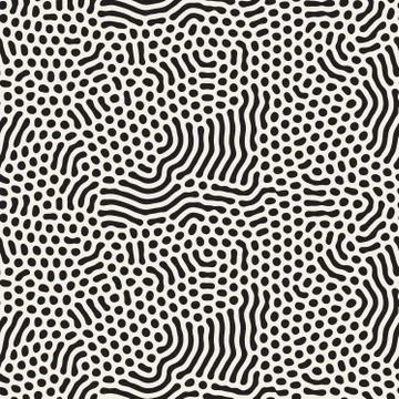 Organic Irregular Rounded Lines. Vector Seamless Black and White Pattern Illustrazione stock