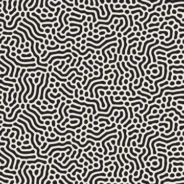 Organic Irregular Rounded Lines. Vector Seamless Black and White Pattern Illustrazione stock
