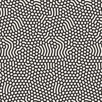 Organic Irregular Rounded Lines. Vector Seamless Black and White Pattern. Stock Illustration