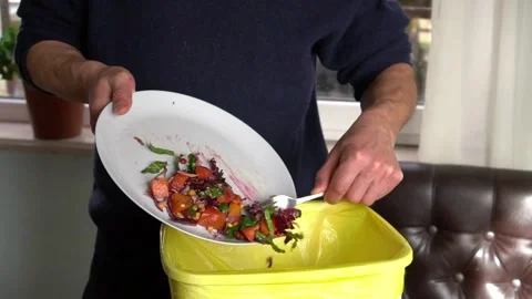 Organic kitchen debris with leftover varied food and inorganic waste. waste Stock Footage 334644532