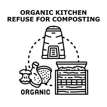 Organic kitchen refuse for composting concept Ilustración de archivo