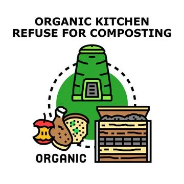 Organic kitchen refuse for composting concept Stock Illustration