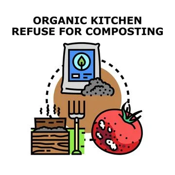 Organic kitchen refuse preparing for composting process 스톡 일러스트
