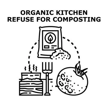 Organic kitchen refuse preparing for composting process Stock Illustration